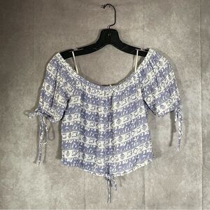 EN CRÈME | Purple & White Stripped Pattern Crop Top | Size Small